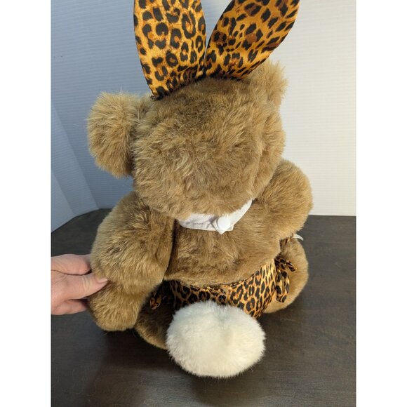 Vermont Teddy Bear Playboy Bunny Style 15" Stuffed Plush Animal Leopard Print - Picture 4 of 13